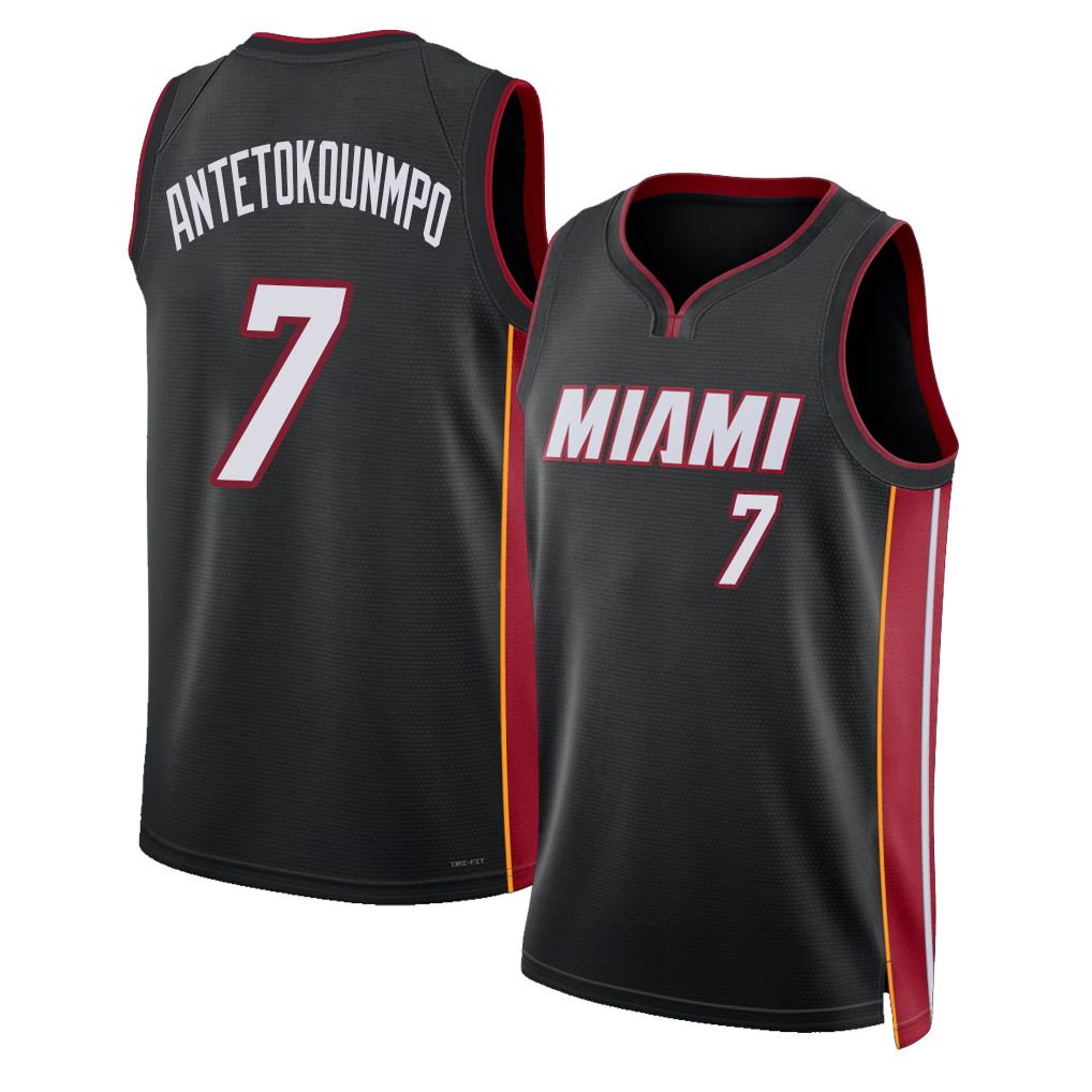 Miami #7 Antetokounmpo Player Basketball Sleeveless Black Jersey Giannis For Adult Youth