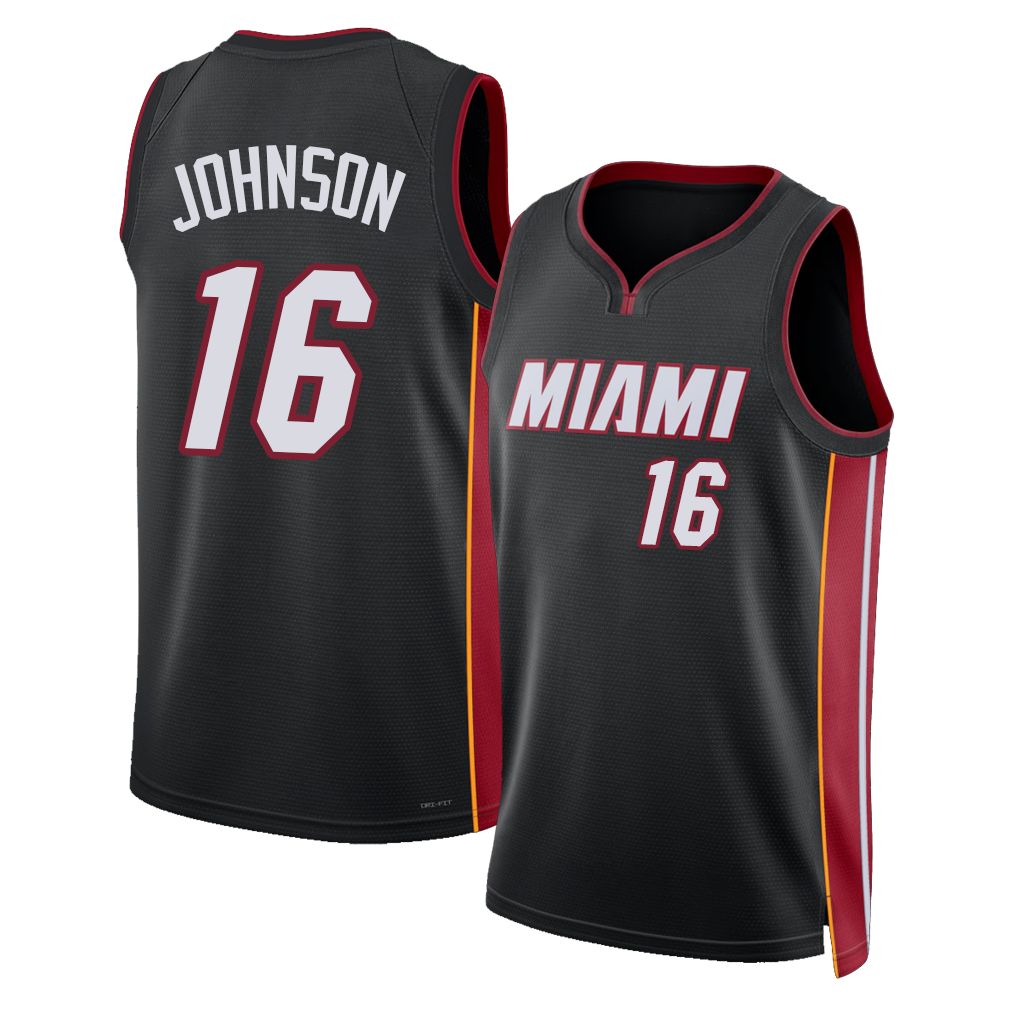 Miami #16 Johnson Player Basketball Sleeveless Black Jersey Keshad For Adult Youth