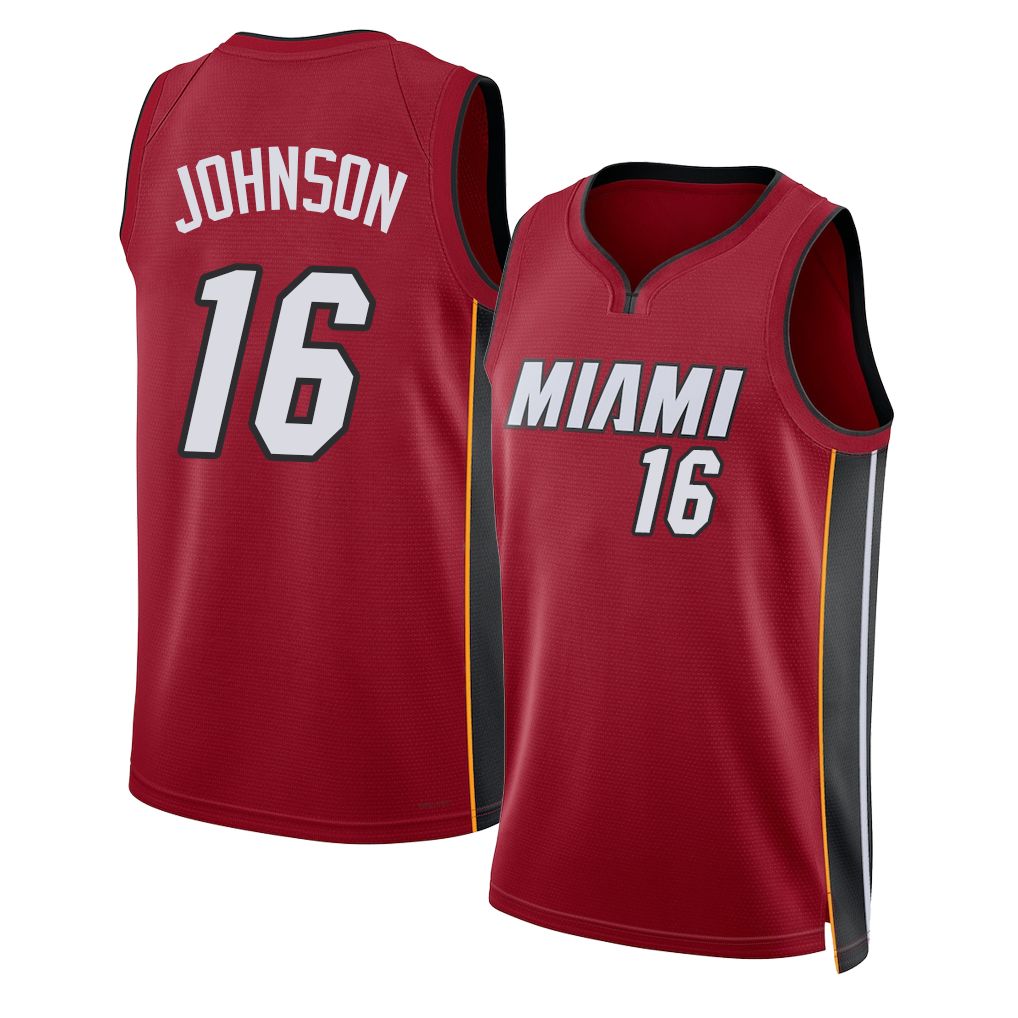 Miami #16 Johnson Player Basketball Sleeveless Red Jersey Keshad For Adult Youth