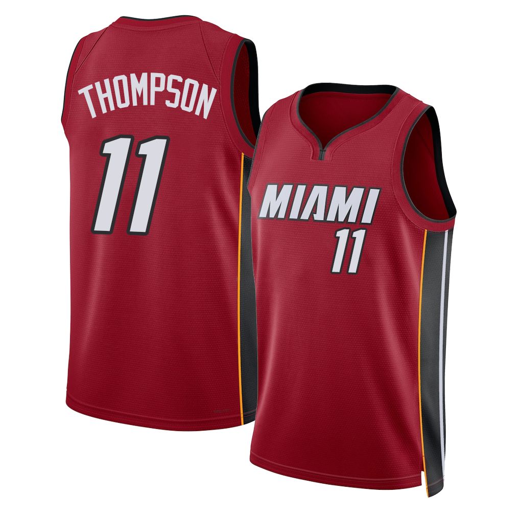 Miami #11 Thompson Player Basketball Sleeveless Red Jersey Klay For Adult Youth