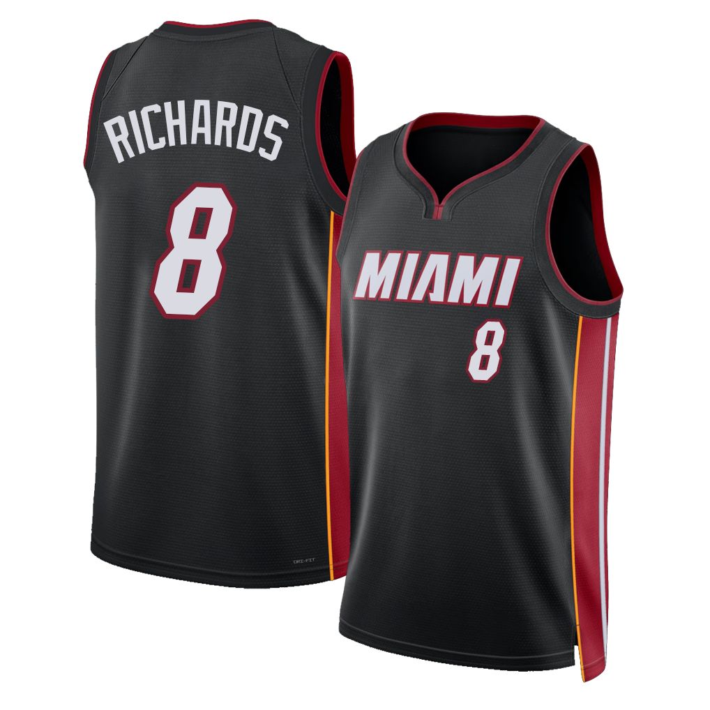 Miami #8 Richards Player Basketball Sleeveless Black Jersey Nick For Adult Youth
