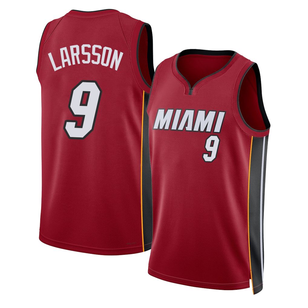 Miami #9 Larsson Player Basketball Sleeveless Red Jersey Pelle For Adult Youth