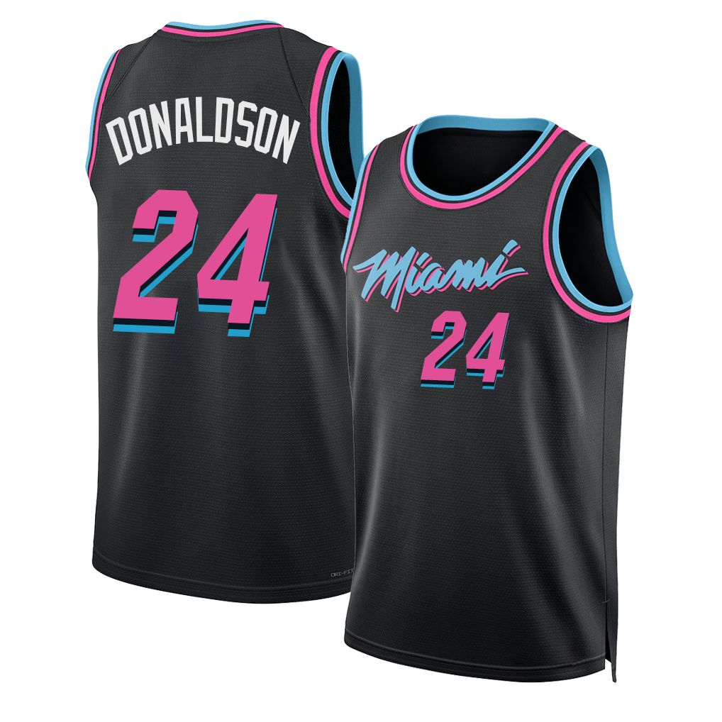 Miami #24 Donaldson Player Basketball Sleeveless Black Jersey Tre For Adult Youth