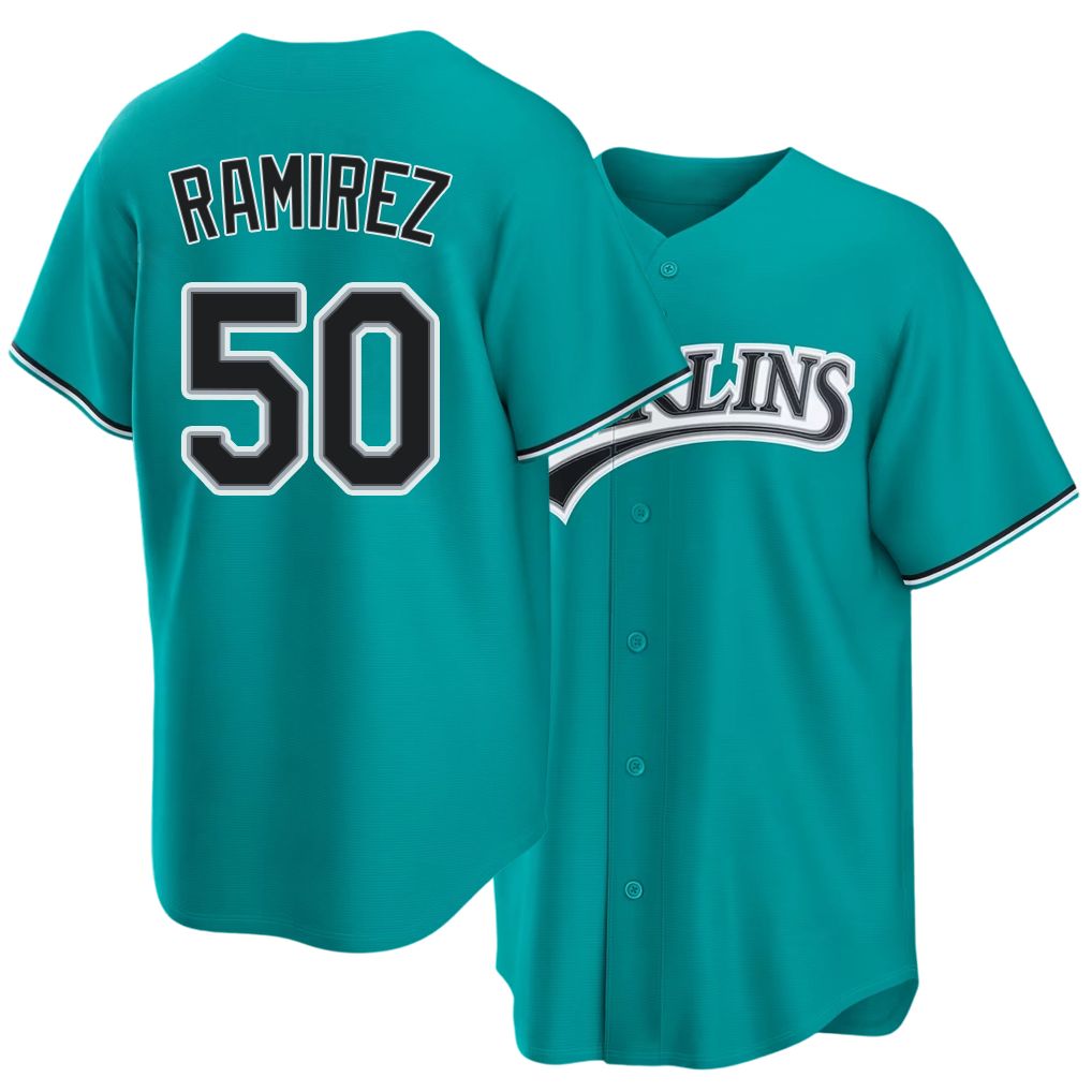 Miami #50 Ramírez Player Baseball Short Sleeve Teal Jersey Agustín For Men Women Youth Gift