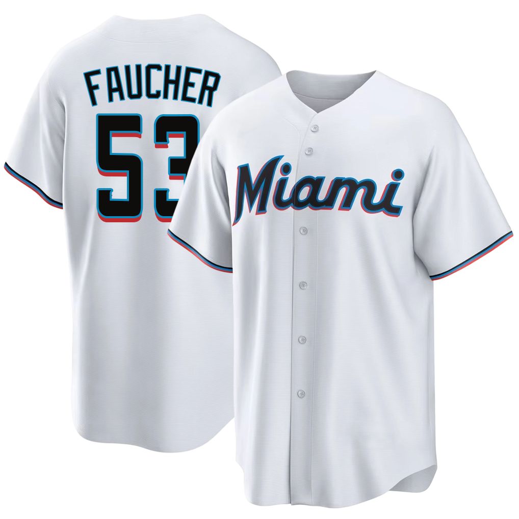Miami #53 Faucher Player Baseball Short Sleeve White Jersey Calvin For Men Women Youth Gift