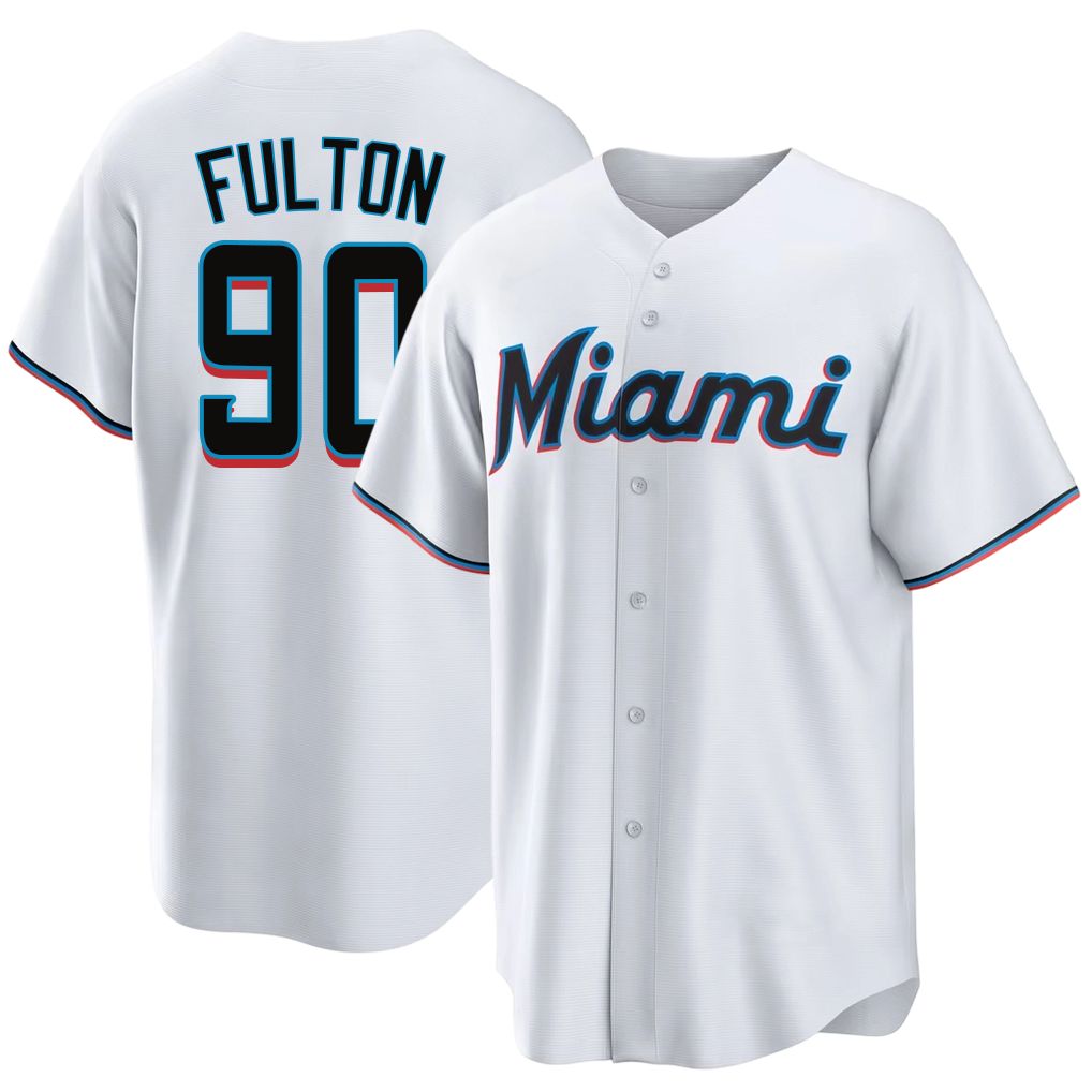 Miami #90 Fulton Player Baseball Short Sleeve White Jersey Dax For Men Women Youth Gift