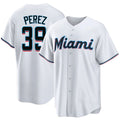 Miami #39 Pérez Player Baseball Short Sleeve White Jersey Eury For Men Women Youth Gift