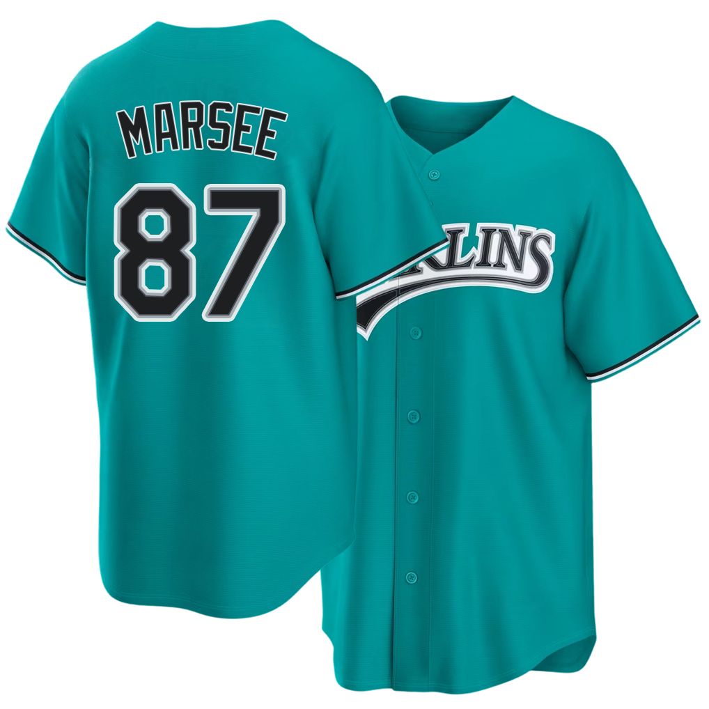 Miami #87 Marsee Player Baseball Short Sleeve Teal Jersey Jakob For Men Women Youth Gift
