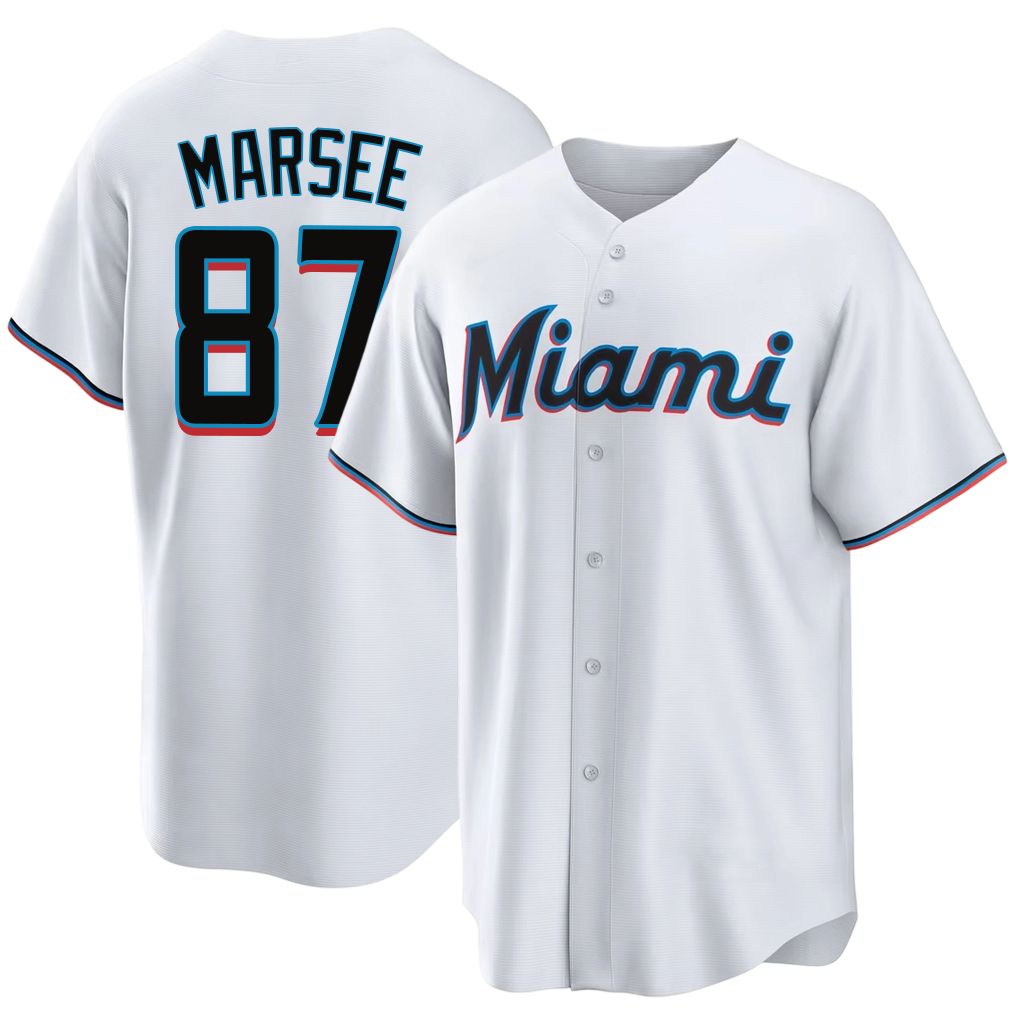Miami #87 Marsee Player Baseball Short Sleeve White Jersey Jakob For Men Women Youth Gift