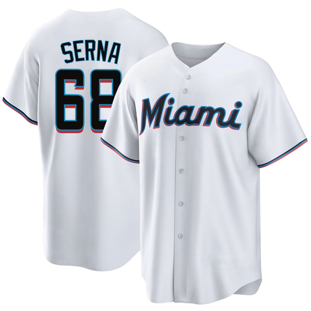Miami #68 Serna Player Baseball Short Sleeve White Jersey Jared For Men Women Youth Gift