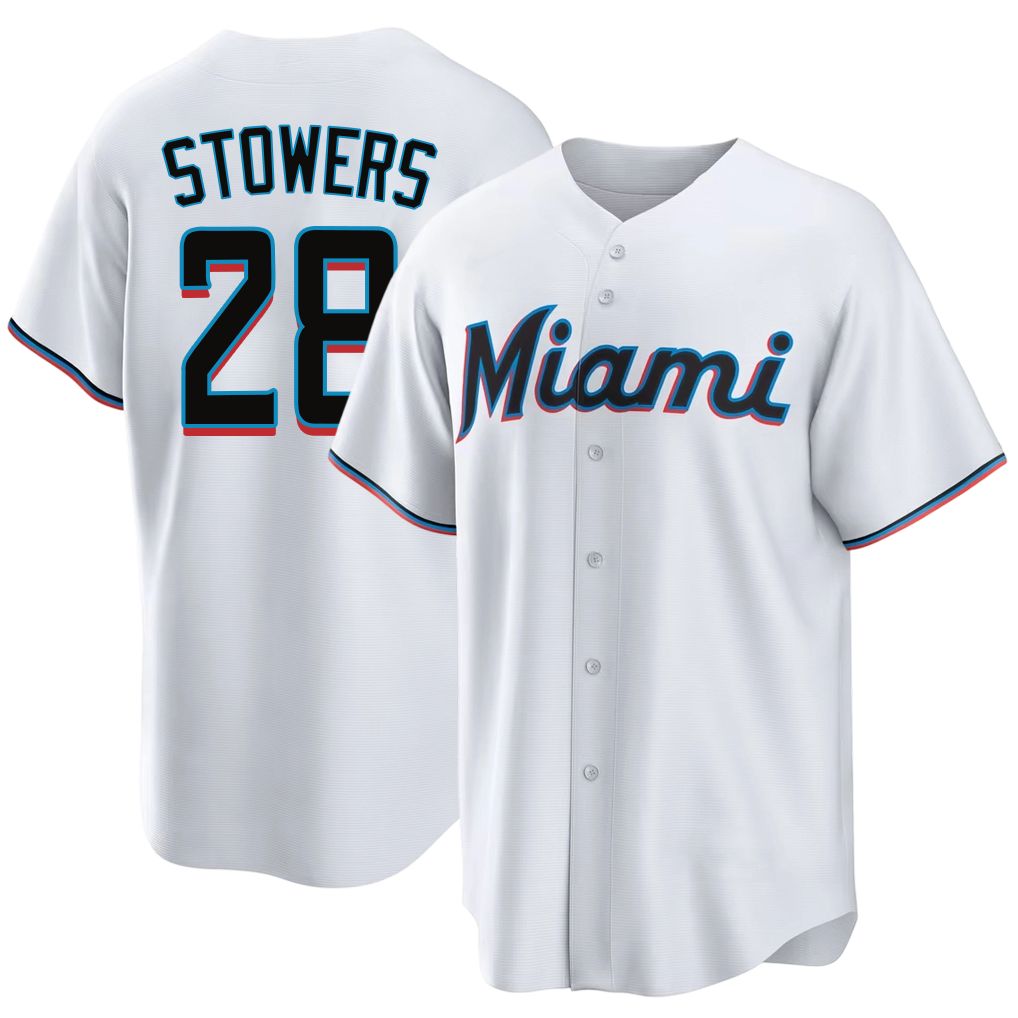 Miami #28 Stowers Player Baseball Short Sleeve White Jersey Kyle For Men Women Youth Gift