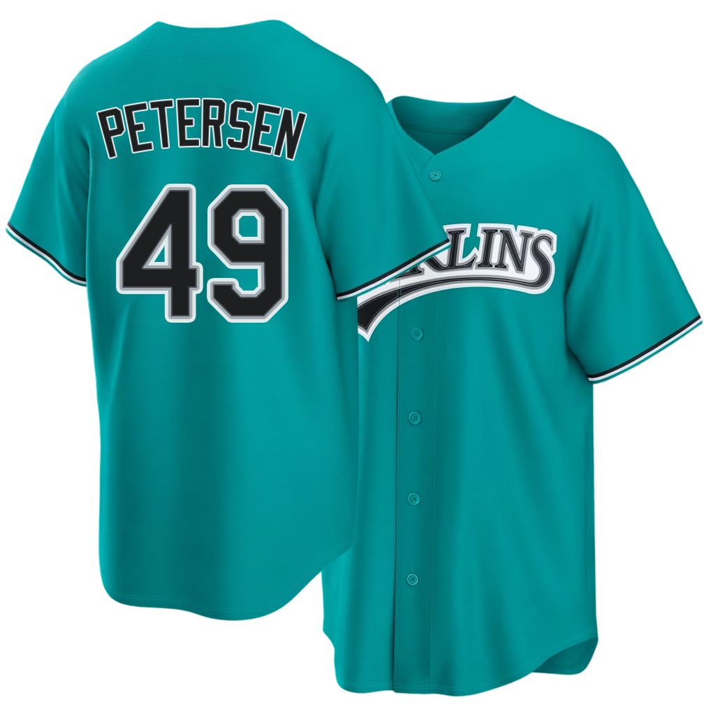 Miami #49 Petersen Player Baseball Short Sleeve Teal Jersey Michael For Men Women Youth Gift