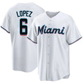 Miami #6 Lopez Player Baseball Short Sleeve White Jersey Otto For Men Women Youth Gift