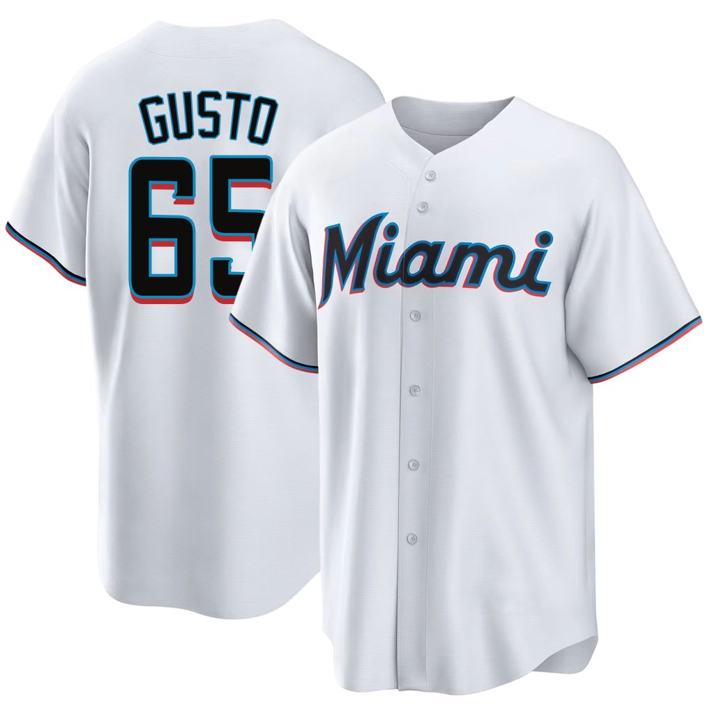 Miami #65 Gusto Player Baseball Short Sleeve White Jersey Ryan For Men Women Youth Gift