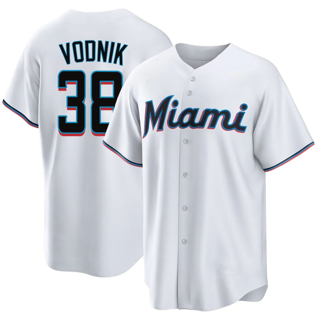 Miami #38 Vodnik Player Baseball Short Sleeve White Jersey Victor For Men Women Youth Gift