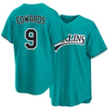 Miami #9 Edwards Player Baseball Short Sleeve Teal Jersey Xavier For Men Women Youth Gift