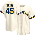 Milwaukee #45 Uribe Player Baseball Short Sleeve Cream Jersey Abner For Men Women Youth Gift