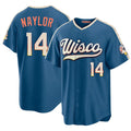 Milwaukee #14 Naylor Player Baseball Short Sleeve Blue Jersey Bo For Men Women Youth Gift