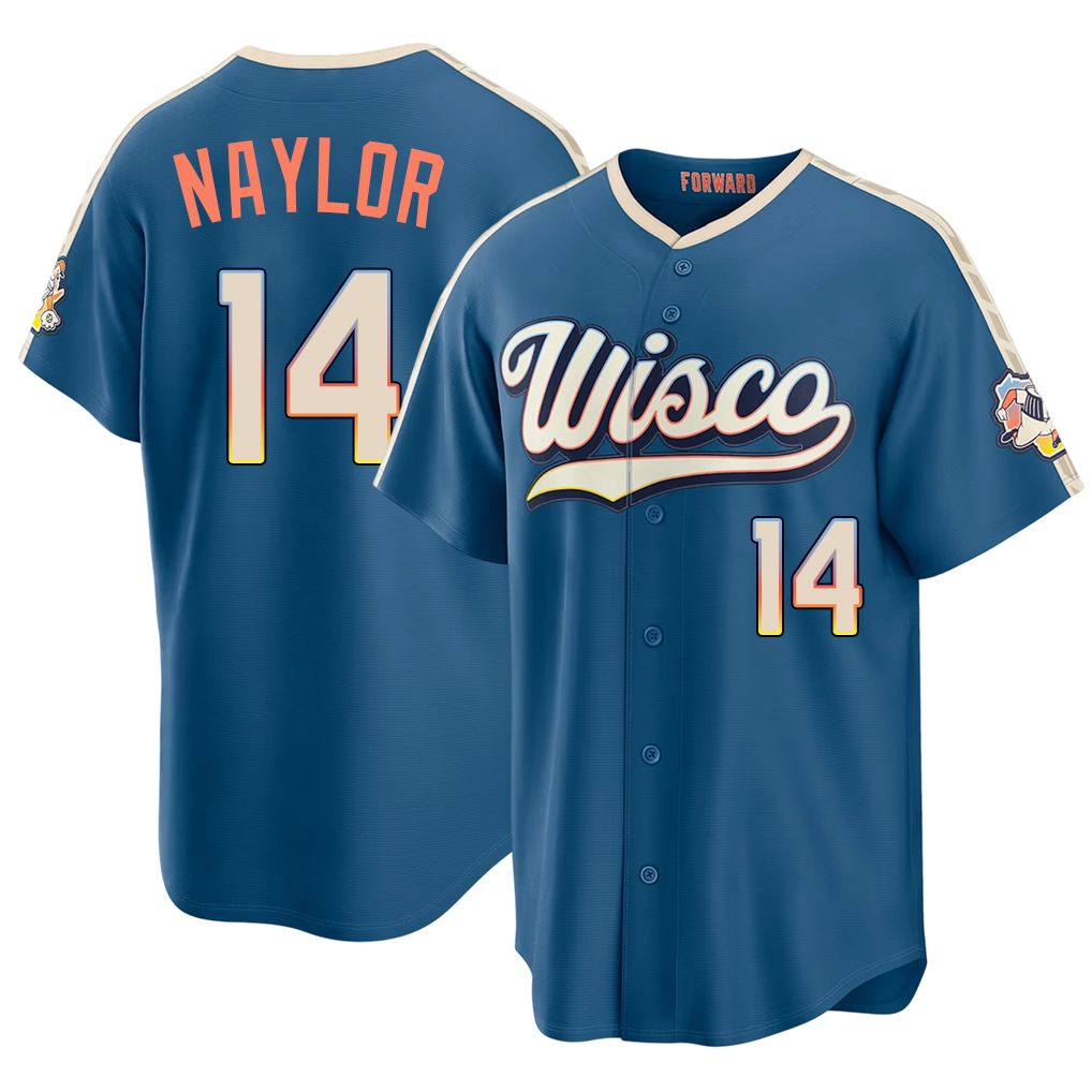 Milwaukee #14 Naylor Player Baseball Short Sleeve Blue Jersey Bo For Men Women Youth Gift
