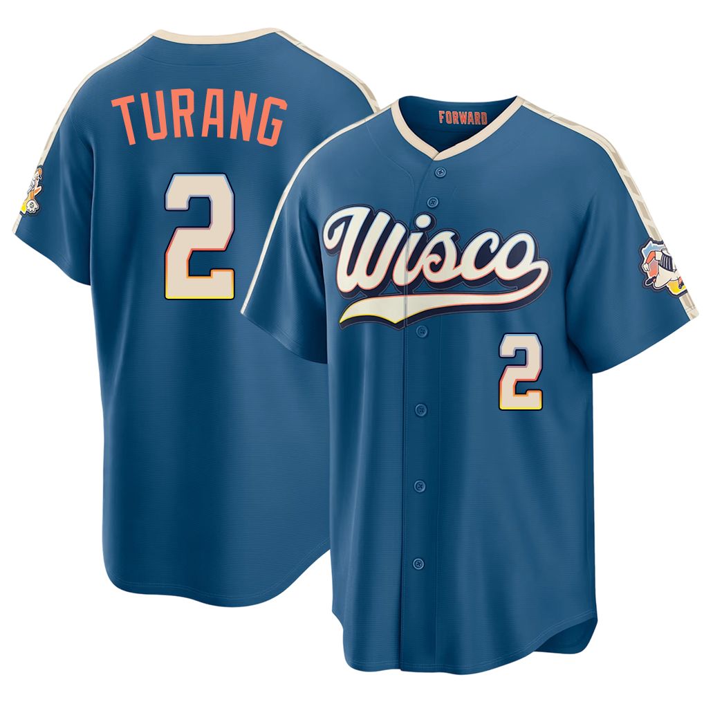 Milwaukee #2 Turang Player Baseball Short Sleeve Blue Jersey Brice For Men Women Youth Gift