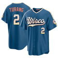 Milwaukee #2 Turang Player Baseball Short Sleeve Blue Jersey Brice For Men Women Youth Gift