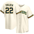 Milwaukee #22 Yelich Player Baseball Short Sleeve Cream Jersey Christian For Men Women Youth Gift