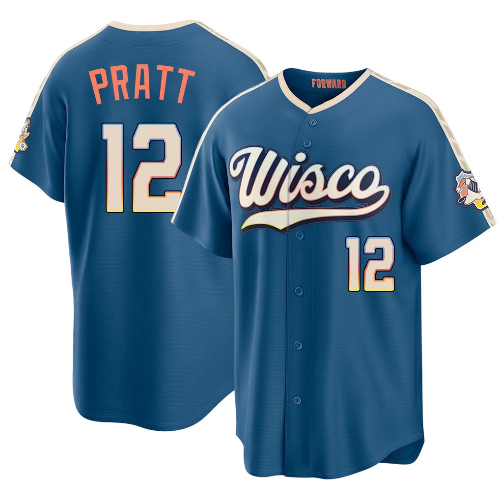 Milwaukee #12 Pratt Player Baseball Short Sleeve Blue Jersey Cooper For Men Women Youth Gift