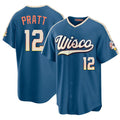 Milwaukee #12 Pratt Player Baseball Short Sleeve Blue Jersey Cooper For Men Women Youth Gift