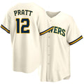 Milwaukee #12 Pratt Player Baseball Short Sleeve Cream Jersey Cooper For Men Women Youth Gift