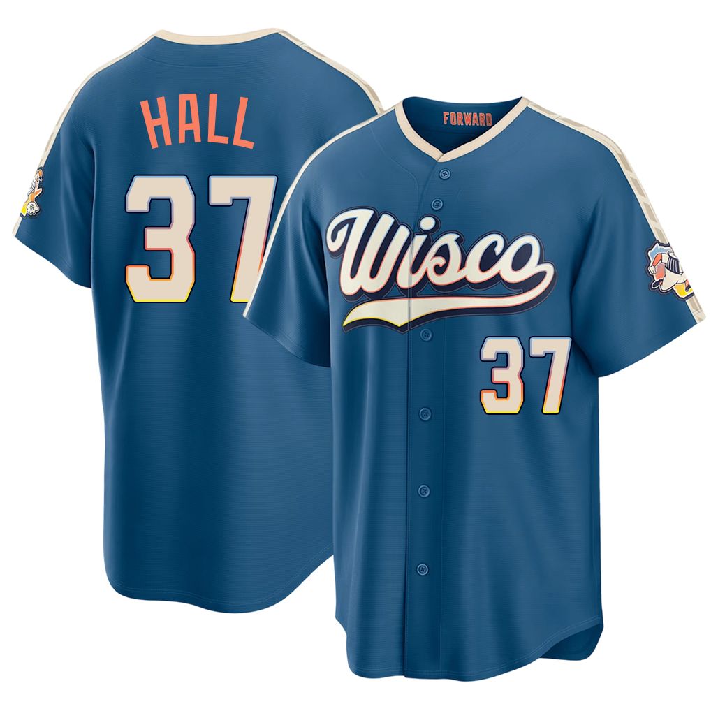 Milwaukee #37 Hall Player Baseball Short Sleeve Blue Jersey DL For Men Women Youth Gift