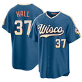 Milwaukee #37 Hall Player Baseball Short Sleeve Blue Jersey DL For Men Women Youth Gift