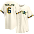 Milwaukee #6 Hamilton Player Baseball Short Sleeve Cream Jersey David For Men Women Youth Gift