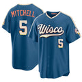 Milwaukee #5 Mitchell Player Baseball Short Sleeve Blue Jersey Garrett For Men Women Youth Gift