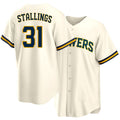 Milwaukee #31 Stallings Player Baseball Short Sleeve Cream Jersey Garrett For Men Women Youth Gift