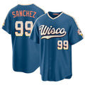 Milwaukee #99 Sánchez Player Baseball Short Sleeve Blue Jersey Gary For Men Women Youth Gift