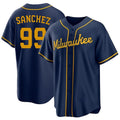 Milwaukee #99 Sánchez Player Baseball Short Sleeve Navy Jersey Gary For Men Women Youth Gift