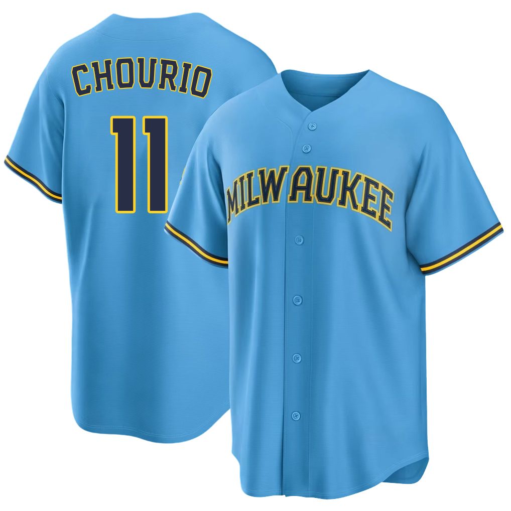Milwaukee #11 Chourio Player Baseball Short Sleeve Light Blue Jersey Jackson For Men Women Youth Gift