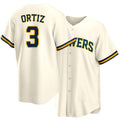 Milwaukee #3 Ortiz Player Baseball Short Sleeve Cream Jersey Joey For Men Women Youth Gift