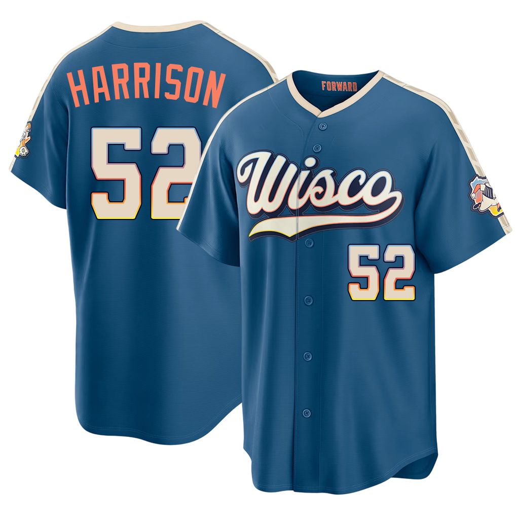 Milwaukee #52 Harrison Player Baseball Short Sleeve Blue Jersey Kyle For Men Women Youth Gift
