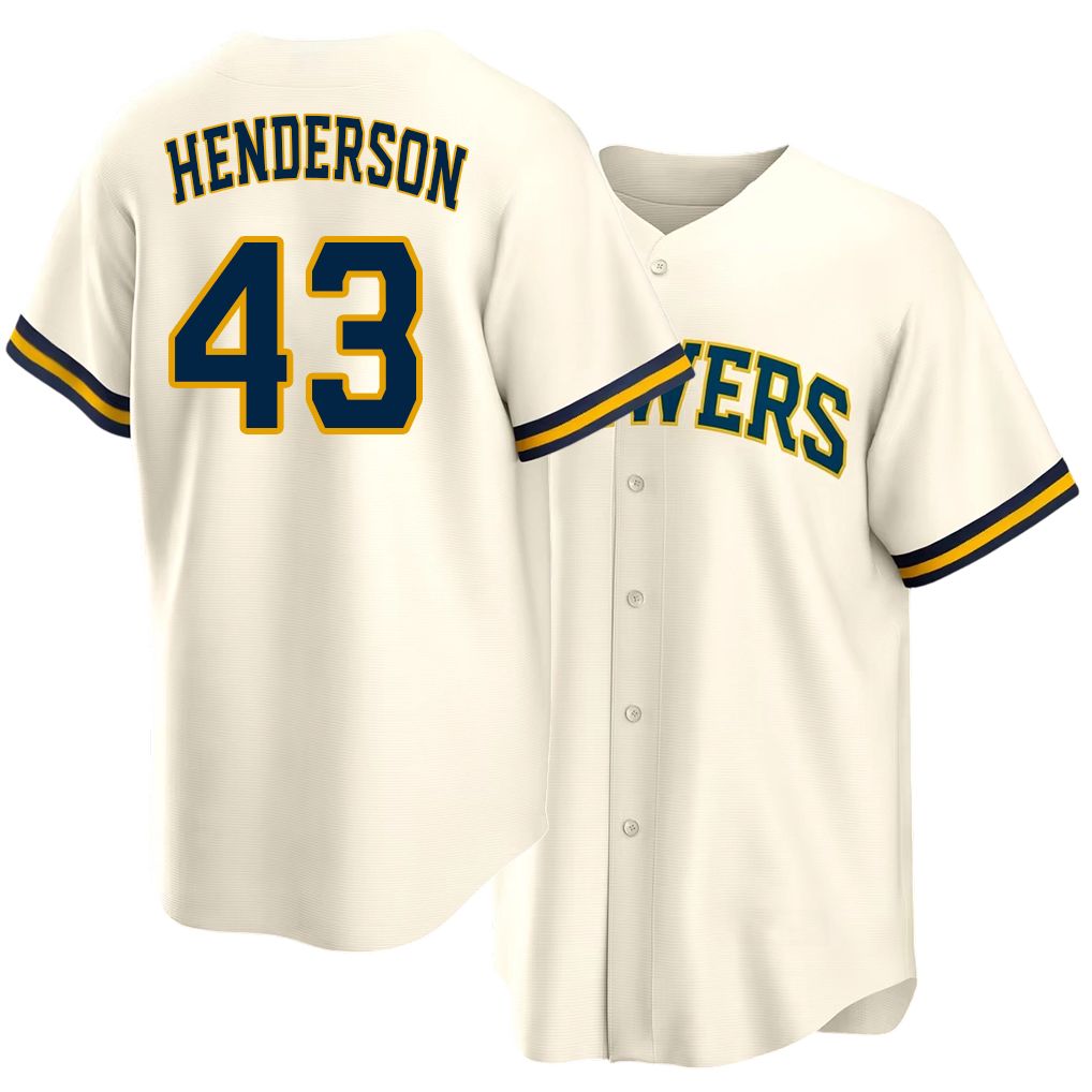 Milwaukee #43 Henderson Player Baseball Short Sleeve Cream Jersey Logan For Men Women Youth Gift