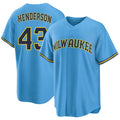 Milwaukee #43 Henderson Player Baseball Short Sleeve Light Blue Jersey Logan For Men Women Youth Gift