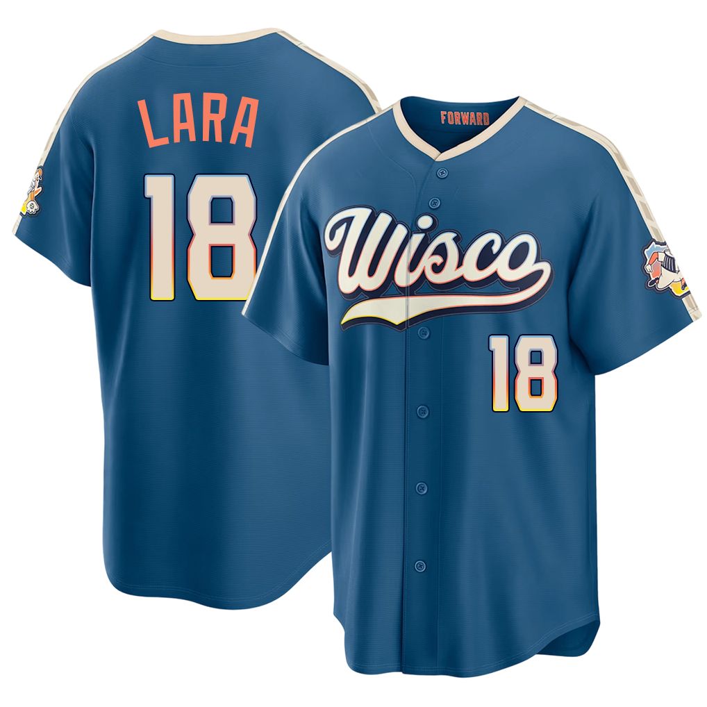 Milwaukee #18 Lara Player Baseball Short Sleeve Blue Jersey Luis For Men Women Youth Gift