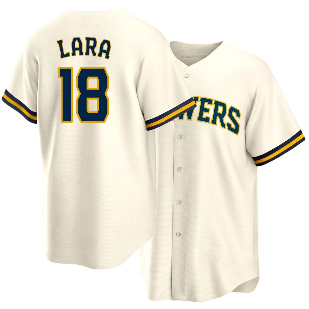 Milwaukee #18 Lara Player Baseball Short Sleeve Cream Jersey Luis For Men Women Youth Gift