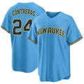 Milwaukee #24 Contreras Player Baseball Short Sleeve Light Blue Jersey William For Men Women Youth Gift