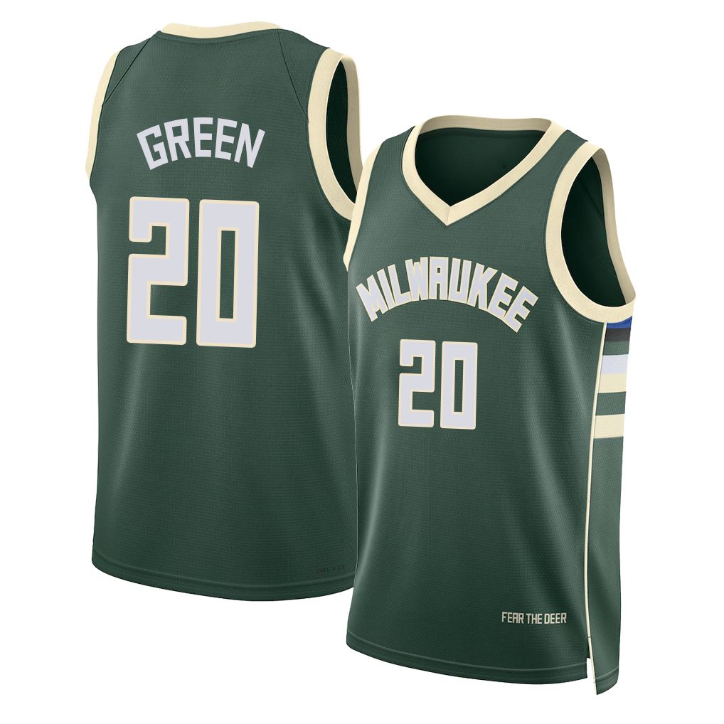 Milwaukee #20 Green Player Basketball Sleeveless Green Jersey AJ For Adult Youth
