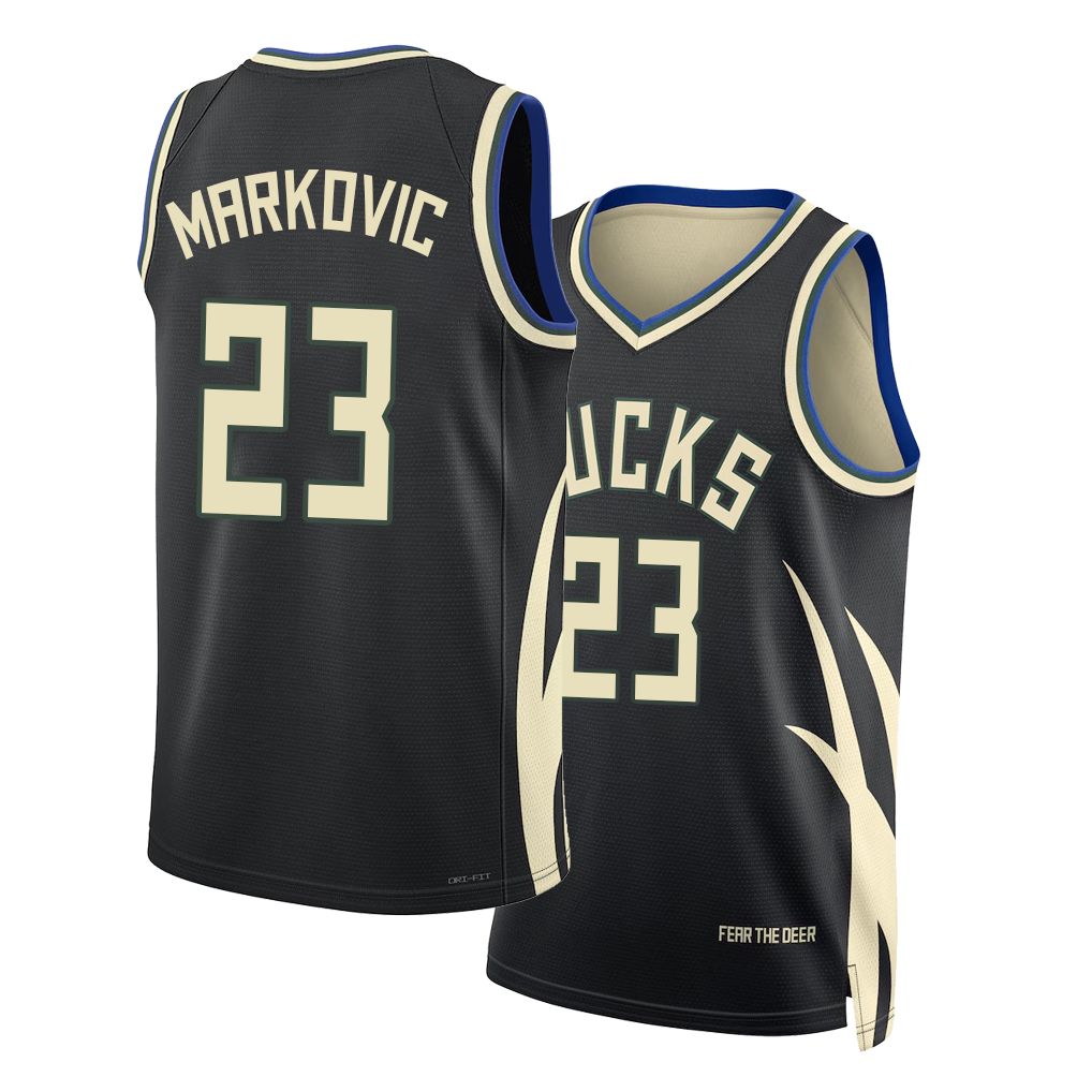Milwaukee #23 Markovic Player Basketball Sleeveless Black Jersey Bogoljub For Adult Youth