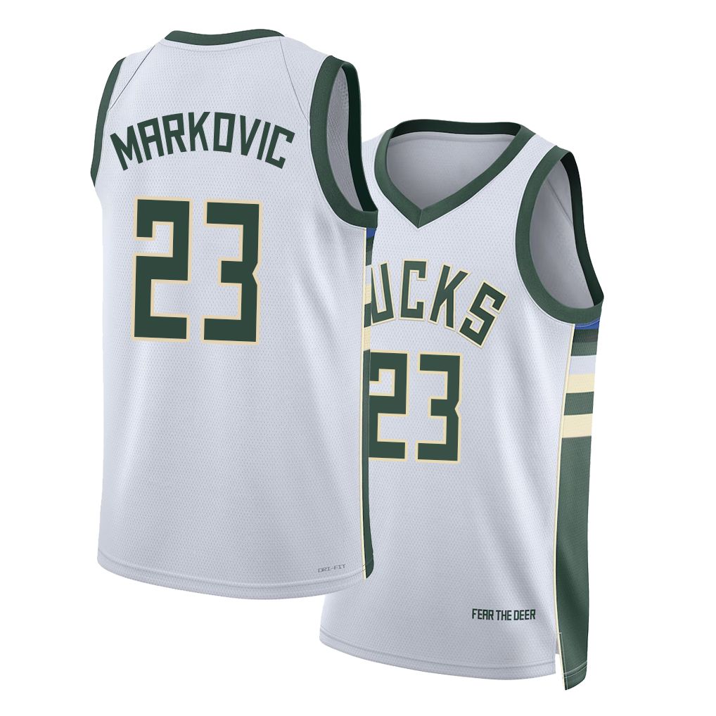 Milwaukee #23 Markovic Player Basketball Sleeveless White Jersey Bogoljub For Adult Youth