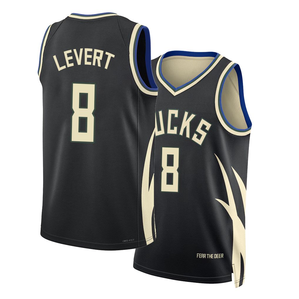 Milwaukee #8 LeVert Player Basketball Sleeveless Black Jersey Caris For Adult Youth
