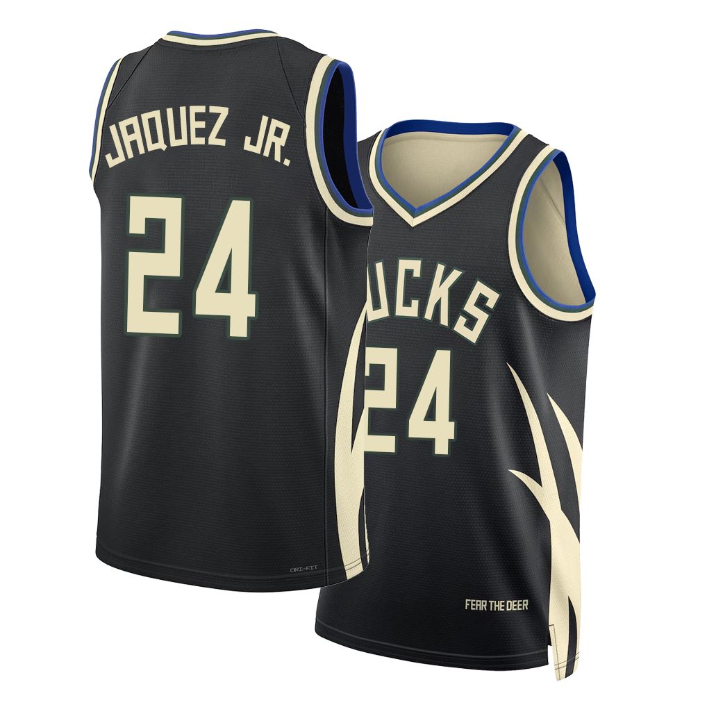 Milwaukee #24 Jaquez Jr. Player Basketball Sleeveless Black Jersey Jaime For Adult Youth