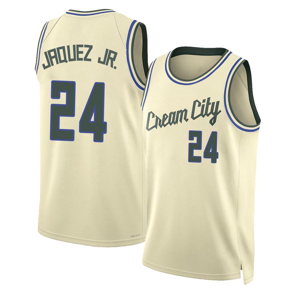Milwaukee #24 Jaquez Jr. Player Basketball Sleeveless Cream Jersey Jaime For Adult Youth